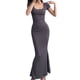 thumbnail image 1 of Gibobby Vestido largo para mujer Vestido ceñido al cuerpo de color sólido para mujer, cuello cuadrado sexy, cintura alta, manga corta, vestido info(Gris oscuro,CH), 1 of 5