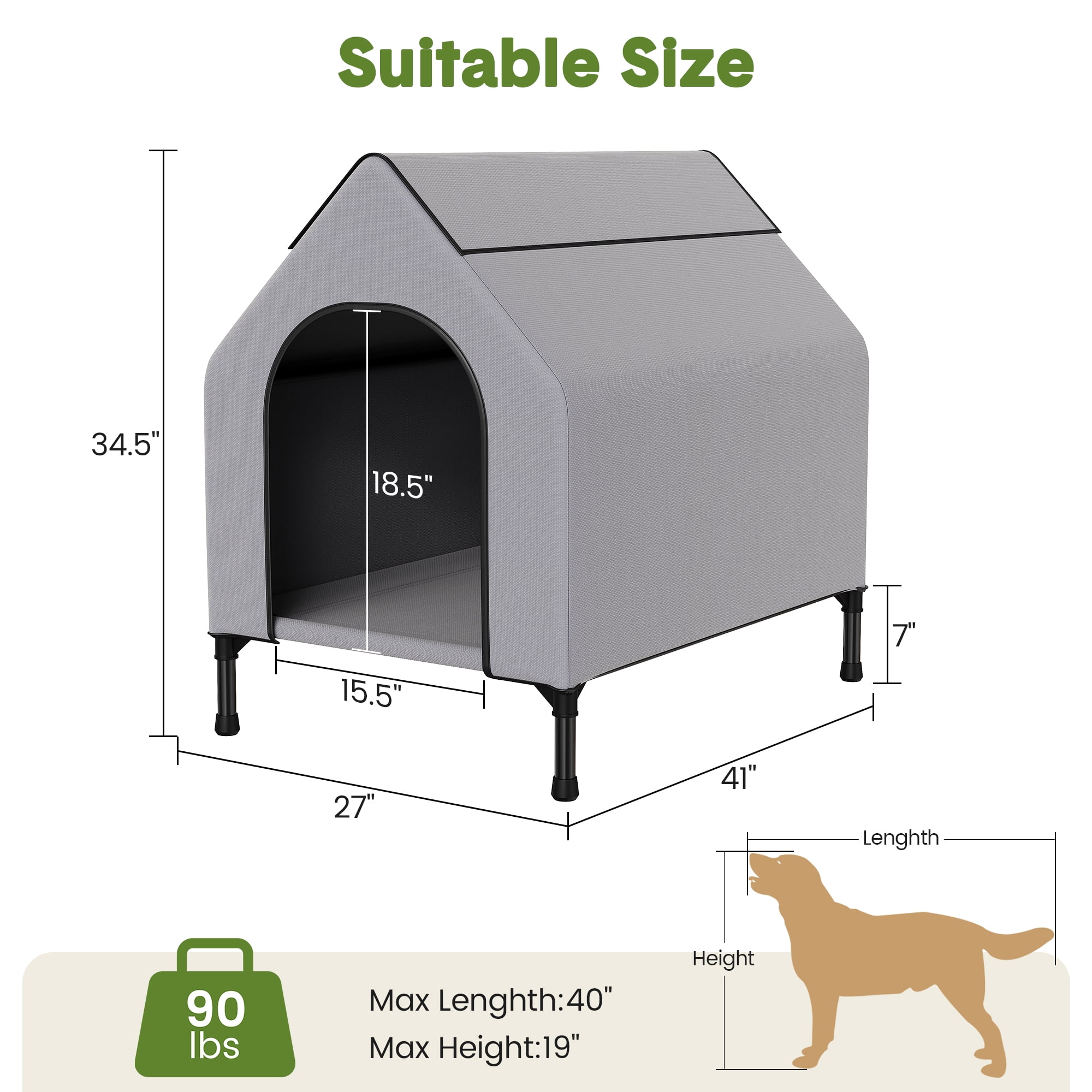 Dog House, Weatherproof 600D Oxford Canopy, 2 Top Windows, Breathable Mesh Fabric Bed, Dog Tents Shelter Kennel, Medium Dog House for Outdoor Indoor
