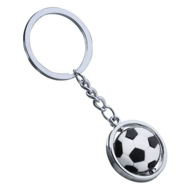 BRIGHTFUFU Balón de fútbol llavero de metal 3D deportes llavero bola giratoria llavero regalo de cumpleaños