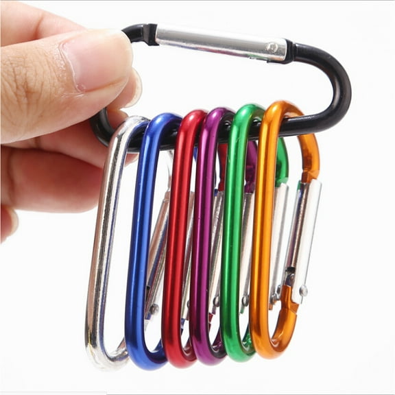 Fule Carabiner Keychain Clip - Aluminum Carabeaner Key Clip,D Ring Shape Caribeener Hook Buckle,Spring Snap Key Chain Clips(Random Color 1.85 inch 10pcs)