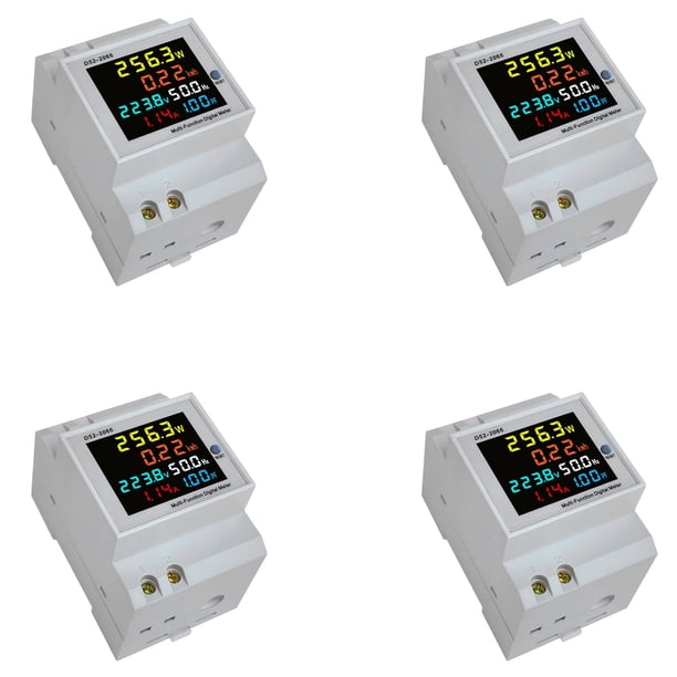 4X Monitor de CA de Riel DIN 6IN1 40-300V 100A Factor de Potencia de Corriente de Voltaje Medidor de Frecuencia de Energía Eléctrica KWH VOLT AMP