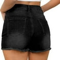 thumbnail image 6 of FUNUONY Jean Shorts Womens High Waisted Stretchy Mom Two Buttons Frayed Raw Hem Ripped Denim Shorts Distressed Shorts for Women Denim Pants Womens Jeans Spring Break Fashion Beach Vacation Clothes Su, 6 of 6