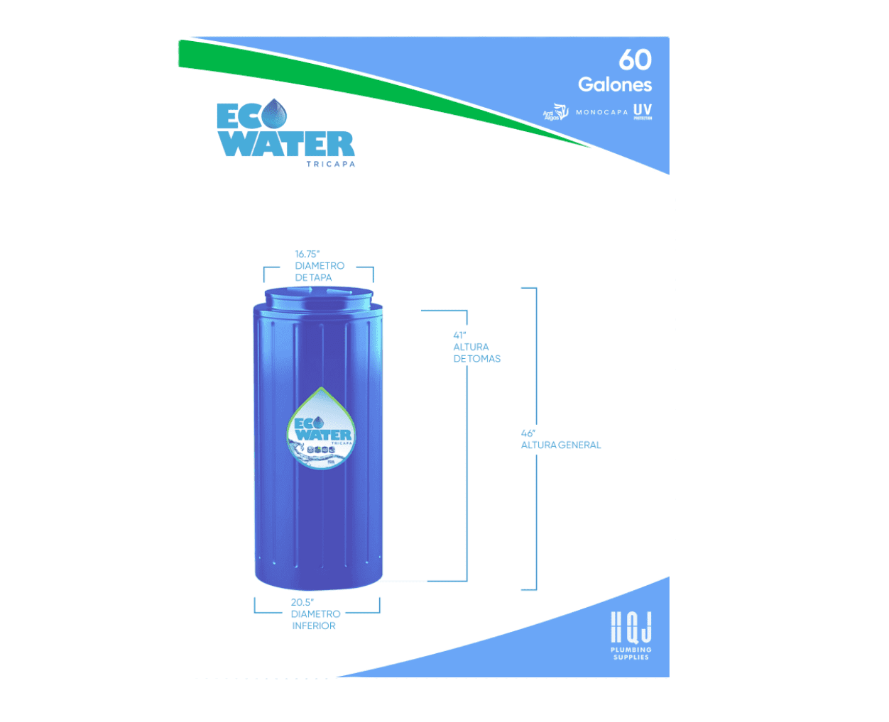 Eco Water 60 Gls Water Tank .