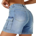 thumbnail image 4 of Women's Summer High Waisted Cargo Denim Shorts 2026 With Flap Pockets Stretchy Casual Hiking Outdoor Bottoms,S, 4 of 4