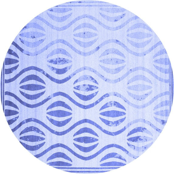 Ahgly Company Machine Washable Indoor Round Solid Blue Modern Area Rugs, 4' Round