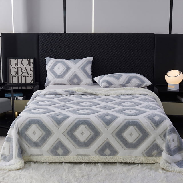 Manta de Piel de Cordero Suave de Doble Capa, Gris, 150 X 200 Cm | Manta Ligera y Lavable para Todas Las Estaciones | Material: Poliéster | 1420 G