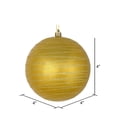 thumbnail image 2 of Vickerman 4" Gold Candy Finish Ball Ornament with Glitter Lines, 4 per Bag, 2 of 3