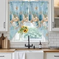 thumbnail image 6 of Beach Coastal Blue Swag Valances for Windows, Kitchen Curtains 36 Inch Length 2 Panels Set, Nautical Shell Starfish Coral Summer Short Curtains for Small Windows Rod Pocket Cafe Curtains 28"x36", 6 of 8