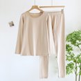 thumbnail image 2 of cfhntfmh Womens Pajama Sets Cotton Comfy Crewneck Long Sleeve Basic Shirts Soft Stretch Long Pants Loungewear Sleepwear, 2 of 3