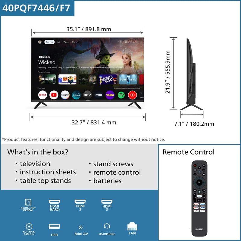 Philips 40" Class QLED FHD (1080p) Google Smart TV (40PQF7446/F7) feature detail