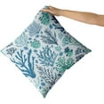 thumbnail image 3 of Coastal Coral Seashell Blue Sea Throw Pillow Case Decorative Beach Tree Ocean Themed Pillow Cases Set of 2 Cotton Square Couch Cushion Cover for Sofa Armchair Bedroom Livingroom Dec, 3 of 6