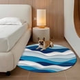 thumbnail image 3 of Area Rug 36in, Abstract Ocean Sea Waves Floor Carpet Living Room Rug, Gradient Blue White Grey Lines Non-Slip Welcome Mat Indoor Rugs for Bedroom Dining Room, 3 of 9