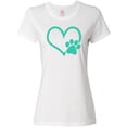 thumbnail image 3 of Inktastic Teal Heart with Paw Print Women's T-Shirt, 3 of 5