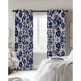 thumbnail image 4 of Blue Spring Floral Blackout Curtains for Bedroom Living Room Darkening Curtains 63 Inches Long Summer Botanical Flowers Window Curtain 2 Panels Set Insulated Window Treatment Grommet Drapes 42"x63", 4 of 9