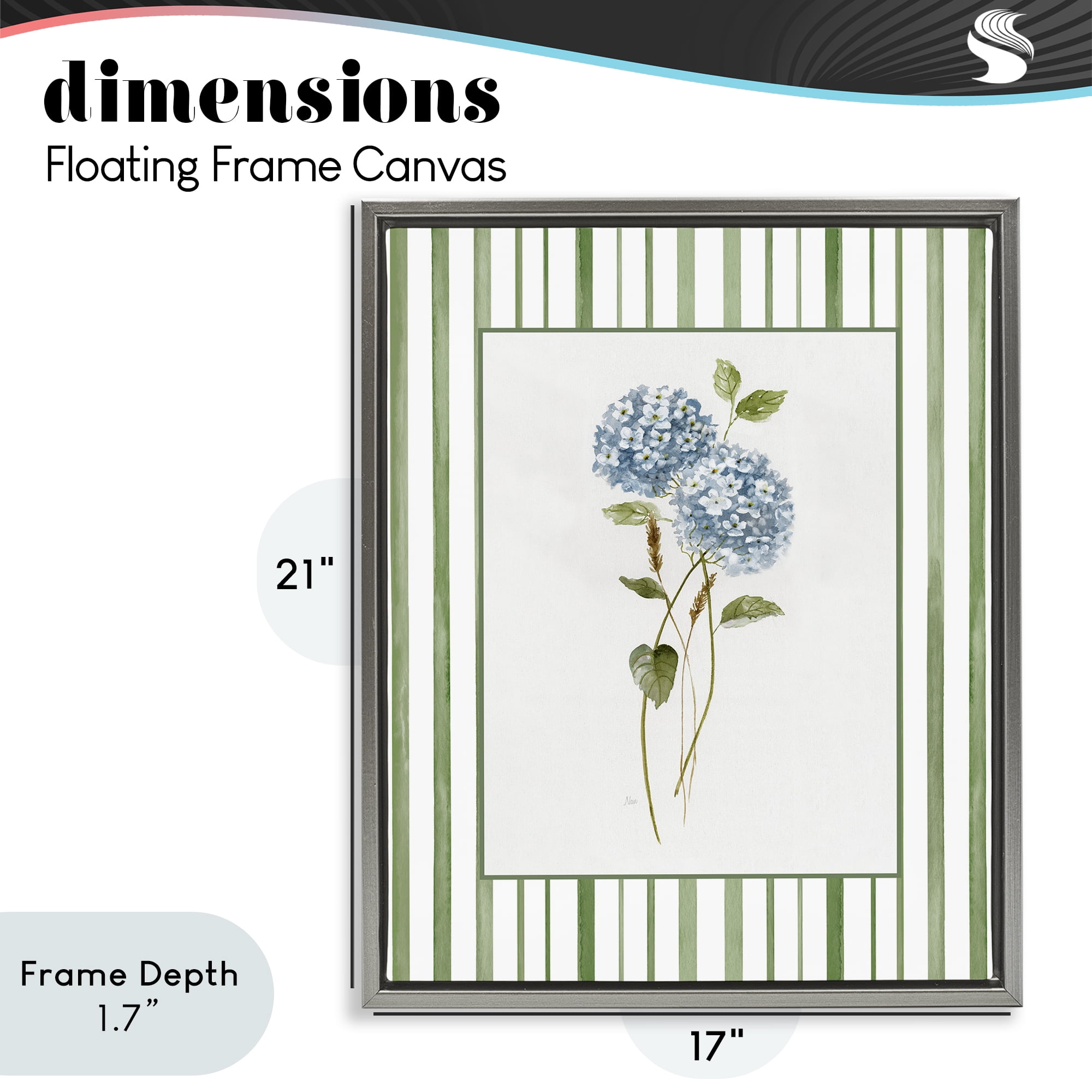 Stupell Industries Delicate Hydrangea & Dried Wheat Gray Framed Floater Canvas Wall Art, design by Nan