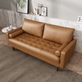thumbnail image 6 of Modern Faux Leather Sofa - Living Room Couch, Brown, Comfortable Seating, 6 of 6
