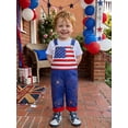 thumbnail image 3 of Toddler Baby Boy Girl 4th Of July Outfit Fireworks and Stars Stripe Flag Bib Overalls Sleeveless Patriotic Jumpsuit Suspender Pants Summer Clothes, 3 of 9