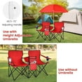 thumbnail image 5 of SSyao Double Camping Chair with Canopy, Folding Camp Chairs w/Cup Holder, Cooler & Carry Bag, Table, Side Pocket, 2 Person Portable Beach Chair with Umbrella, for Picnic Fishing (Red), 5 of 10