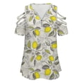 thumbnail image 4 of Lemon Pattern Womens Summer V Neck Zipper Top Short Sleeve T Shirt Off Shoulder Top Casual Classy Loose Shirts, 4 of 7