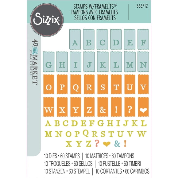 Sizzix A5 Clear Stamps With Framelits Die By 49 And Market-Tab Stamp Alpha