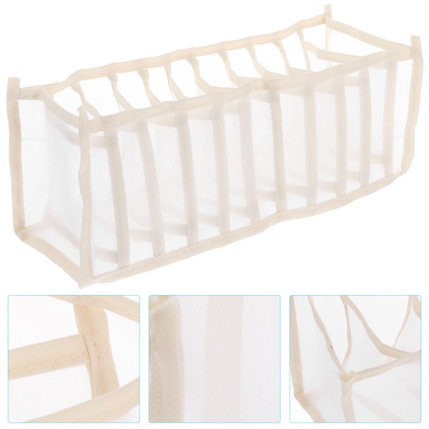 NUOLUX Caja Organizadora Beige Para Ropa Interior Con Múltiples Rejillas Ideal Para Calcetines Y Sujetadores