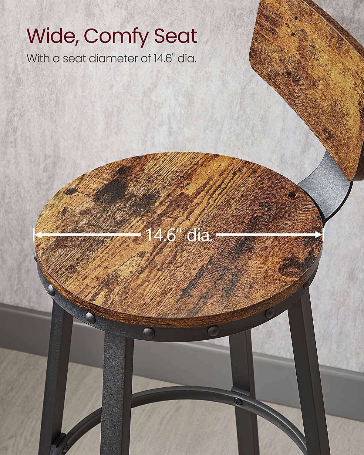 その他 yknk ZXNYH Bar Stools Set of 2, 28.7 Inches Barstools with Back