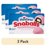 (3 pack) Hostess Snoballs Snack Cakes, Coconut & Marshmallow Covered Chocolate Cake, 10.5 oz Box (6 Count)