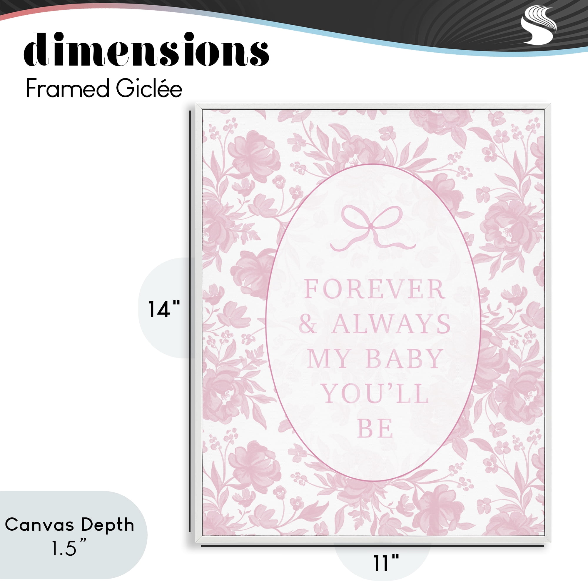 Stupell Industries Forever and Always Pink Florals White Framed Giclee Art, design by Cherrywood Lane