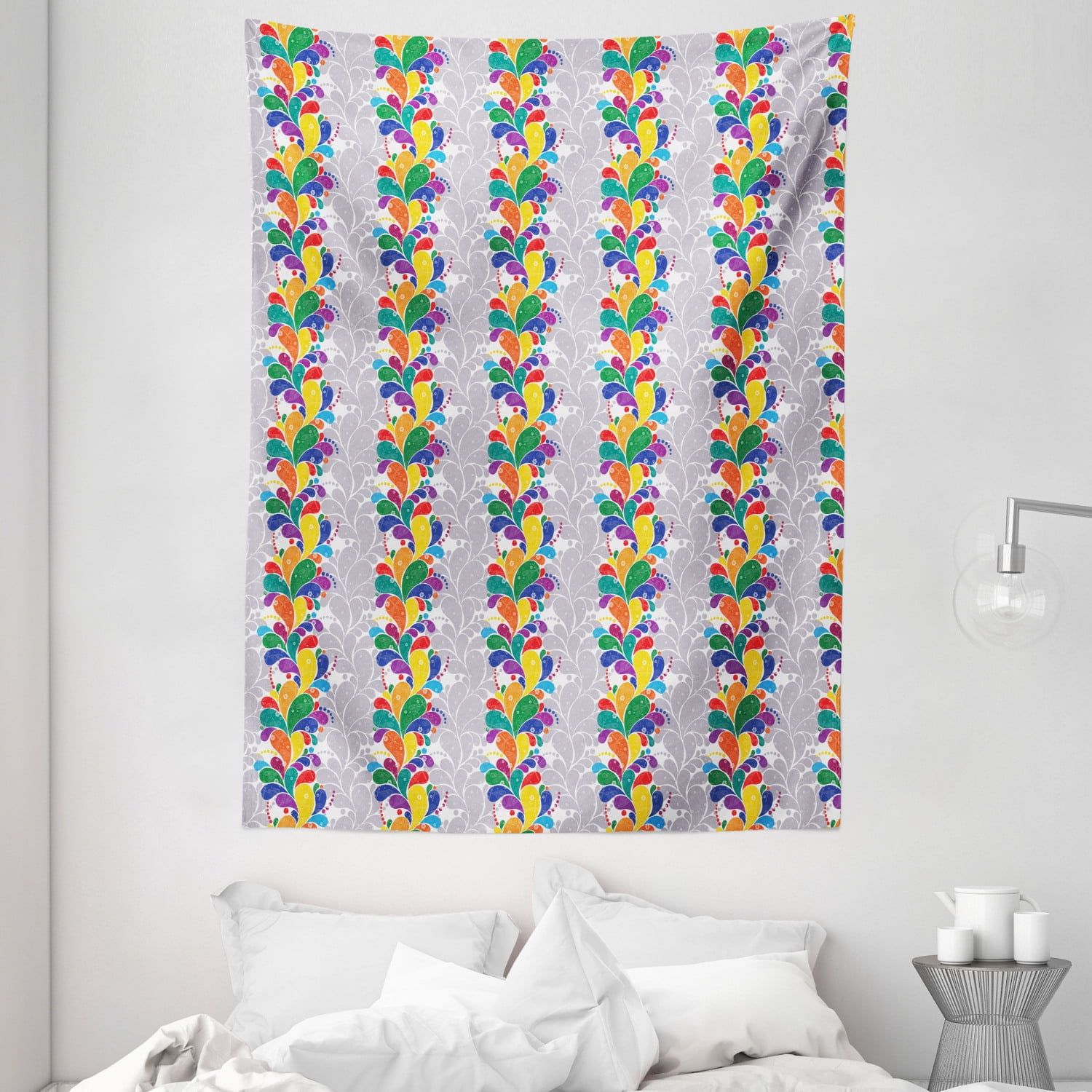 Colorful Tapestry, Modernistic Rainbow Colored Paisley Pattern Abstract ...