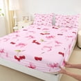 thumbnail image 3 of Homewish Kawaii Pink Bowknot Queen Sheet Sets, Cartoon Cherry Fruit Flat Sheet, Cute Princess Style Queen Fitted Sheet, Lightweight Room Decor, 4 Pieces, 3 of 7
