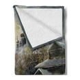 thumbnail image 2 of Country Soft Flannel Fleece Blanket, Winter Landscape of a Western Town at Night in New World Rurals in Retro Style Art, Cozy Plush for Indoor and Outdoor Use, 70" x 90", Multicolor, by Ambesonne, 2 of 5