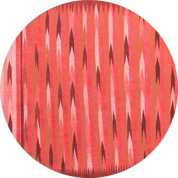 Ahgly Company Indoor Round Abstract Red Contemporary Area Rugs, 7' Round