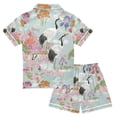 thumbnail image 2 of FORMRS Kids Short Sleeve Top and Pants Pajama Set Unisex Satin 2-Piece Sleepwear, Sizes 5-6Y, Colorful Flowers Blossoms, 2 of 8