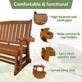 thumbnail image 4 of Fortune Candy Wooden Patio Glider, with Cup Holders, High Back and Deep Contoured Seat, Solid Fir Wood, Heavy Duty 800 lbs (Teak Tone, 2-Seater), 4 of 6