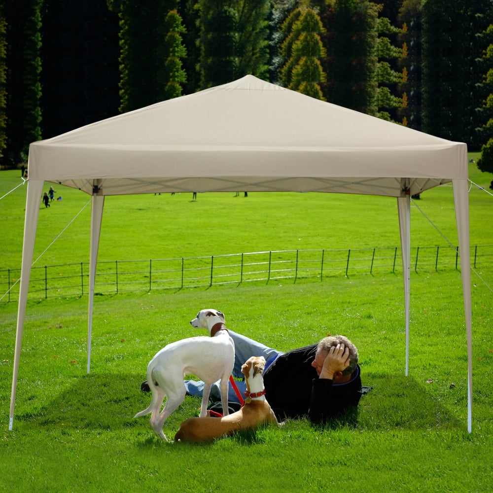 Kepooman 3 x 3m Pop-up Canopy Tent, Outdoor Canopy Folding Shelter with Two Doors & Two Windows, Khaki, Four Sides Kepooman 3 x 3m Pop-up Canopy Tent, Outdoor Canopy Folding Shelter with Two Doors & Two Windows, Khaki, Four Sides