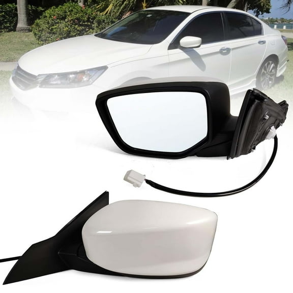 MZORANGE Mirror Assembly For Honda Accord 2013-17 Pearl White Left Side Manual Fold 3Pin