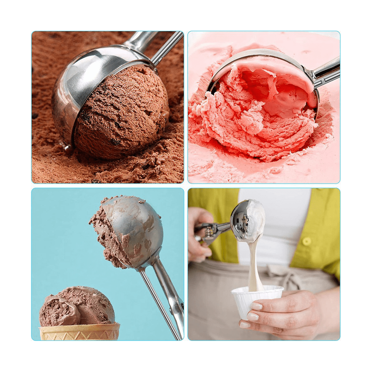 Ice cream scoop - 3 pieces ice cream scoops 304 stainless steel for ice  cream, melon, meatballs, cake batter, cookies - 3 sizes ice cream scoops,  6CM