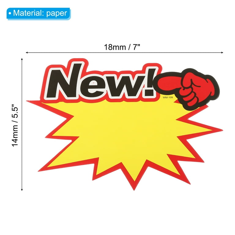 PATIKIL 80-Pack Blank Star Burst Price Signs - 7x5.5 Inch Fluorescent Yellow Paper Tags For Sales