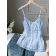thumbnail image 1 of Blusa De Tirantes Celeste Con Encaje Floral Y Botones Frontales, 1 of 30