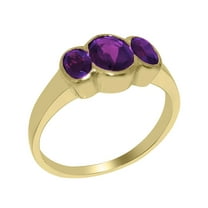 LBG British Made 9k Yellow Gold Natural Amethyst Womens Anniversary Ring - 33 size options - Size 10