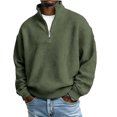thumbnail image 2 of Men's Fall/Winter Tops Solid-Color Stand Collar Waffle Weave Sweatshirts Casual Stylish and for Everyday Wear, 2 of 7