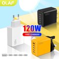 thumbnail image 2 of Cargador de teléfono de carga rápida 4PD+USB de 120 W, 5 puertos tipo C, adaptador de carga rápida para Xiaomi, Huawei y Samsung., 2 of 5