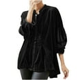 thumbnail image 2 of Hfnxid Women's Solid Color Velvet Blouse 3/4 Length Sleeve Tops 2026 Elegant Tops Trendy Evening Party Shirts Spring Summer Blouses Loose Office Work Shirts, 2 of 9