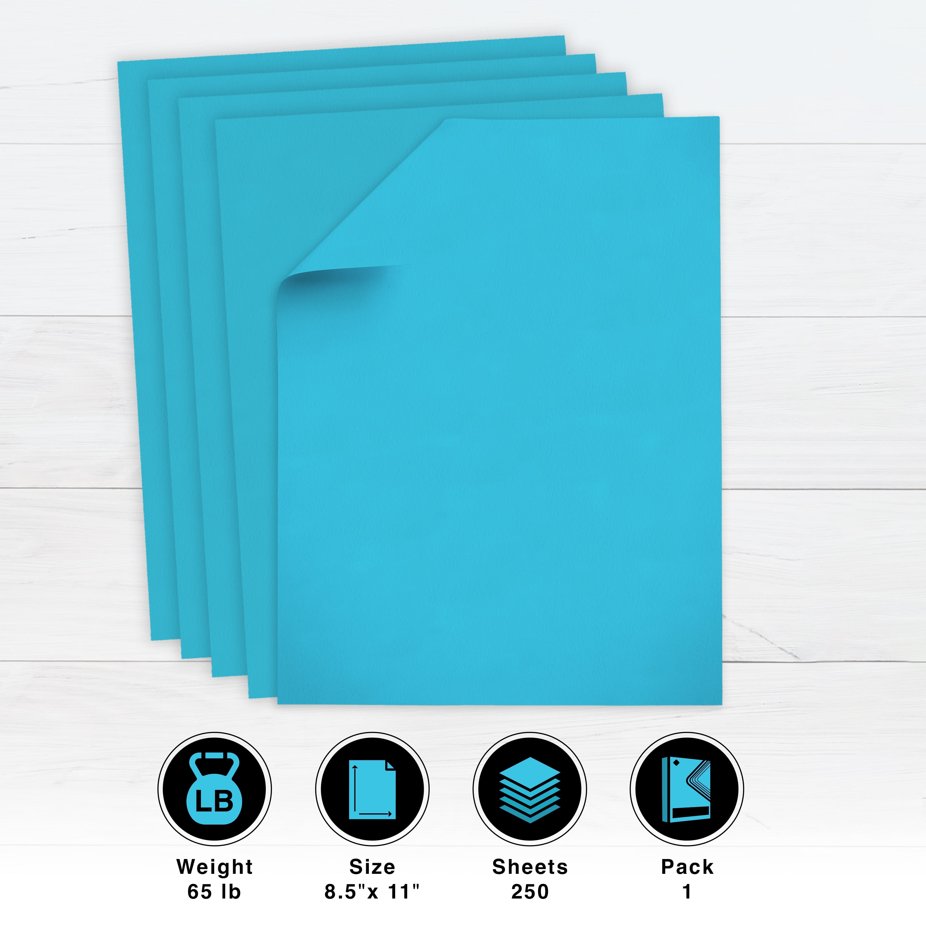 PrintWorks Bright Blue Colored Cardstock 8.5” x 11” - 65 lb/176 gsm - 1250 Sheets - Made in the USA - FSC® Certified - Acid-Free & Fade-Resistant - Printer & Cut Machine Compatible (00114)