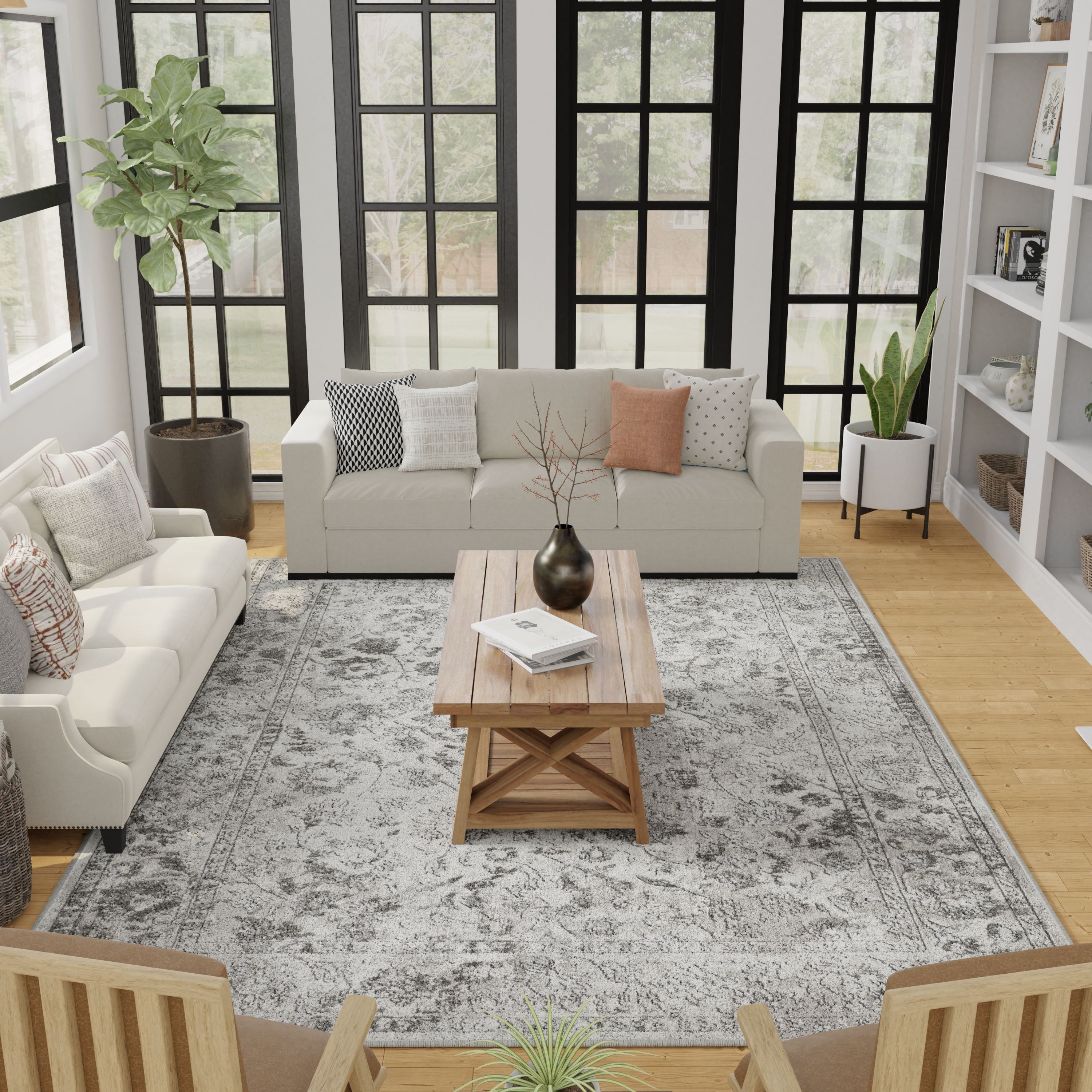 Loomaknoti Aysal Alazah 4' x 6' Grey Oriental Indoor Area Rug