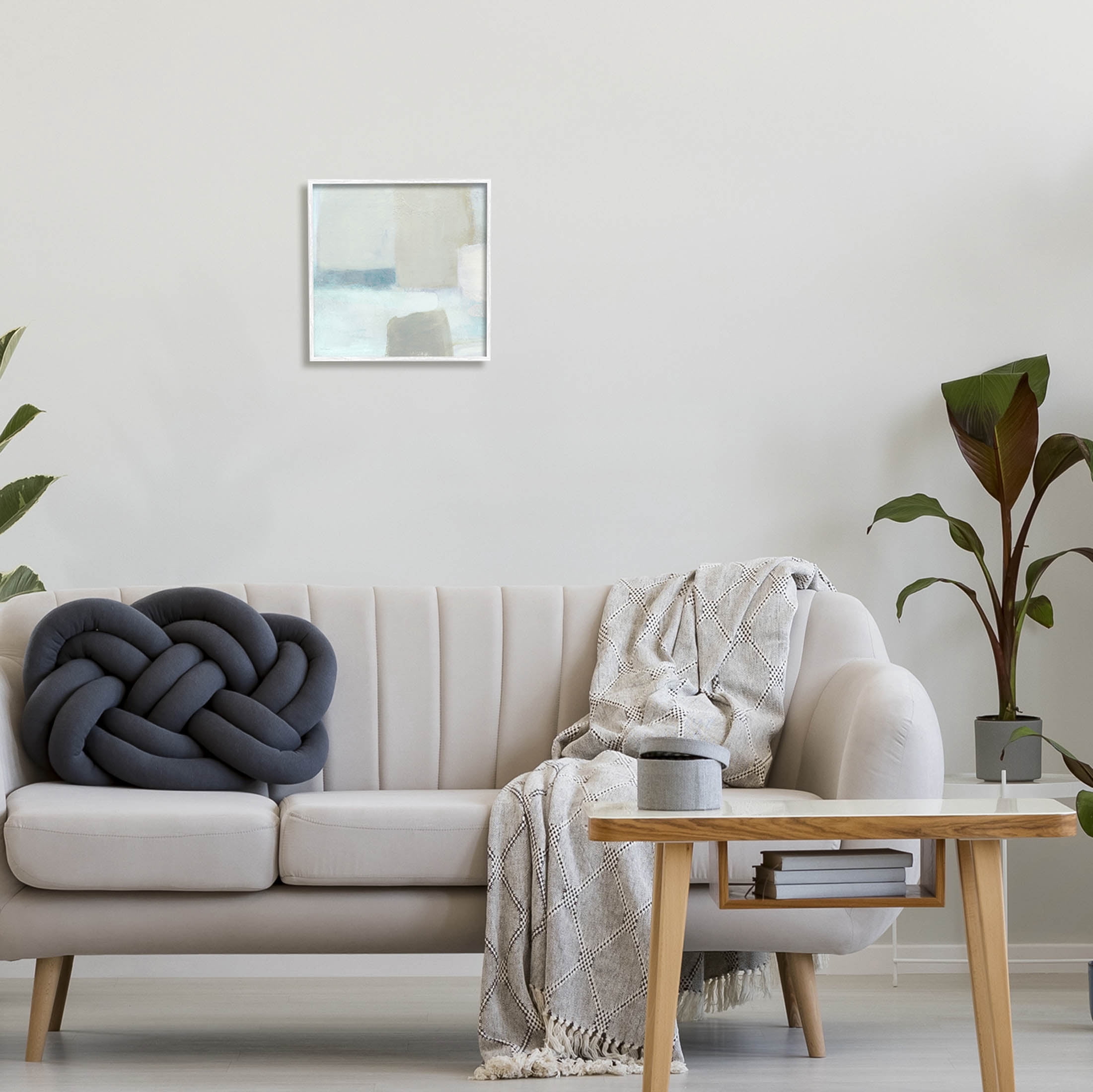 Stupell Industries Muted Blocked Abstract Shapes Painting White Framed Art Print Wall Art, Design by Carol Robinson