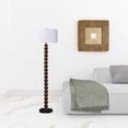 thumbnail image 2 of 61" Dark Cherry Black Faux Wood Bubble Floor Lamp With White Drum Shade, 2 of 7