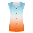 thumbnail image 6 of DeHolifer Tank Tops for Women Summer V-Neck Button Gradient Color Sleeveless Blouse Loose Lightweight Tank Tops Orange S, 6 of 6