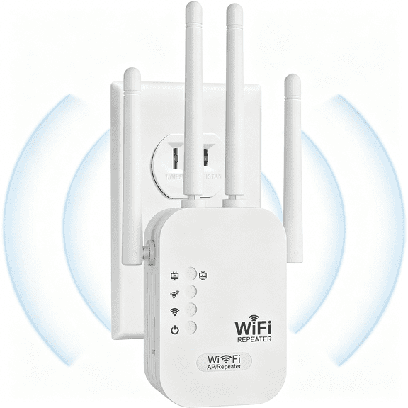 GJX Wifi Extender,Wifi Repeater,Internet Booster,Long Range Wifi Extenders Signal Booster for Home,Wifi Repeater with Ethernet Port Covers Up to 9800 Sq.Ft,Quick Setup-Pure White