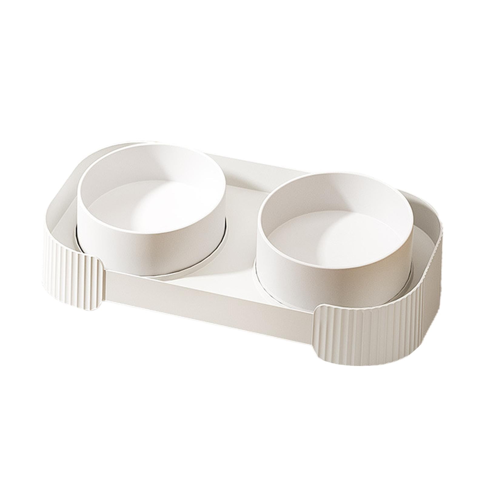 Fzaqwen Ceramic Elevated Cat Bowls Double Cat Food and Water Bowl Dishes for Indoor Cats white